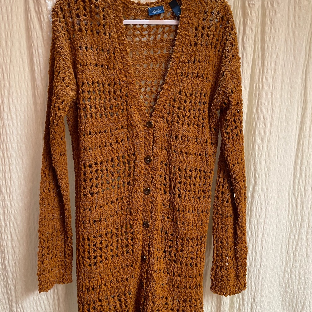 Daytrip Women's Mustard Open-Knit Cardigan